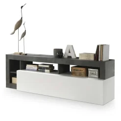 Mobile porta TV 184x58h cm moderna bianco lucido ossido Invictus
