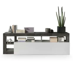Mobile porta TV 184x58h cm moderna bianco lucido ossido Invictus