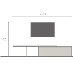 Mobile porta tv 230x150h cm moderna marrone rovere chiaro Sunset 95