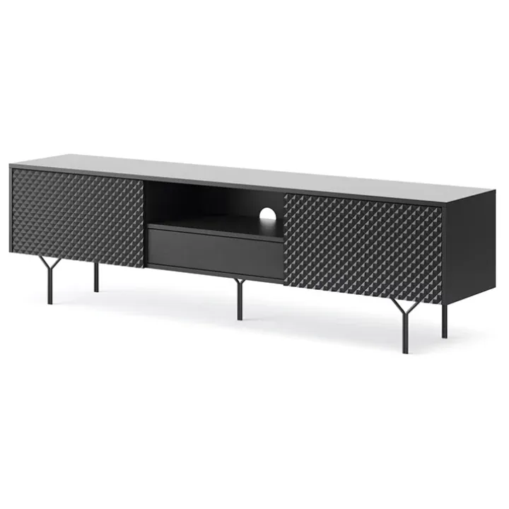 Mobile porta TV 180x51h cm moderno antracite frassinato nero Parigi