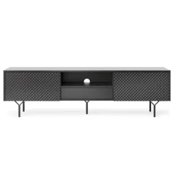 Mobile porta TV 180x51h cm moderno antracite frassinato nero Parigi