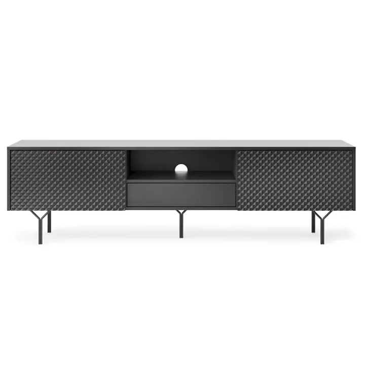 Mobile porta TV 180x51h cm moderno antracite frassinato nero Parigi