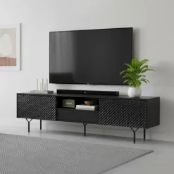 Mobile porta TV 180x51h cm moderno antracite frassinato nero Parigi