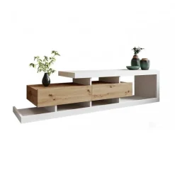 Mobile porta TV 198x45h cm moderno bianco rovere Pabla