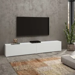 Mobile porta TV 180x35h cm moderno bianco Fusion