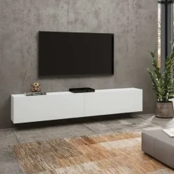Mobile porta TV 180x35h cm moderno bianco Fusion