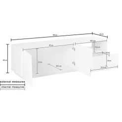 Mobile porta TV 150x46h cm moderno bianco lucido Candia Gihome®