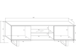 Mobile porta TV 160x53h cm moderno bianco opaco nero lucido Kelli