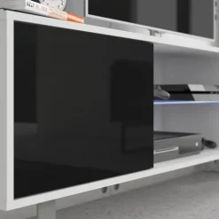Mobile porta TV 160x53h cm moderno bianco opaco nero lucido Kelli