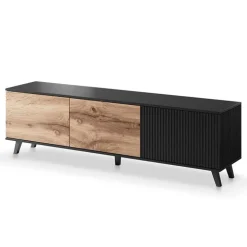 Mobile porta TV 180x52h cm moderno industrial rovere nero Nandina