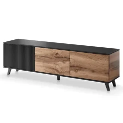 Mobile porta TV 180x52h cm moderno industrial rovere nero Nandina