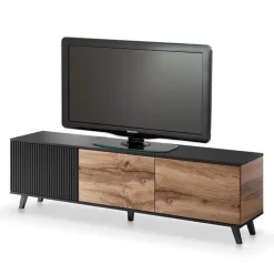 Mobile porta TV 180x52h cm moderno industrial rovere nero Nandina