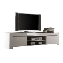 Mobile porta TV 190x50h cm moderno laccato bianco lucido Essential
