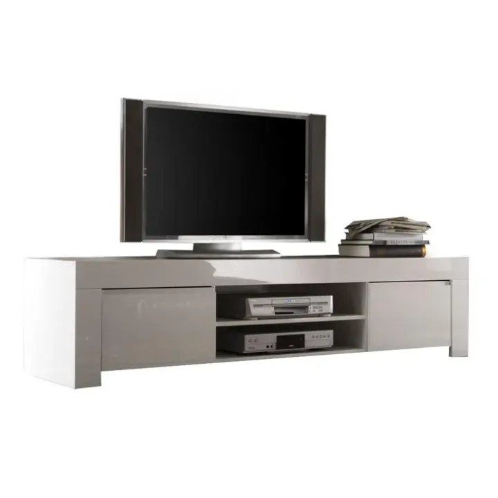 Mobile porta TV 190x50h cm moderno laccato bianco lucido Essential