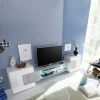 Mobile porta TV 258x61h cm moderno laccato bianco lucido Starck