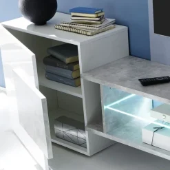 Mobile porta TV 258x61h cm moderno laccato bianco lucido Starck