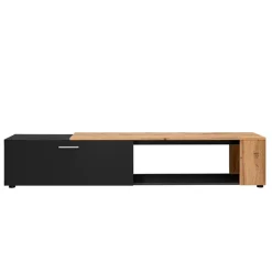 Mobile porta TV 200x39h cm moderno nero opaco rovere Caravaggio