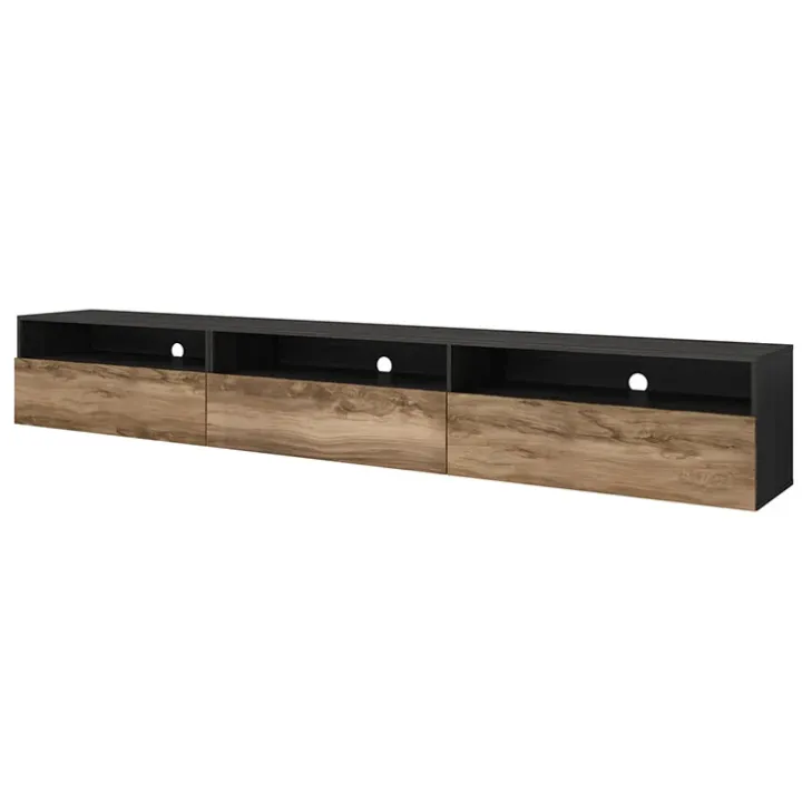 Mobile porta TV 270x42h cm moderno noce antico nero frassinato Emotion Gihome®