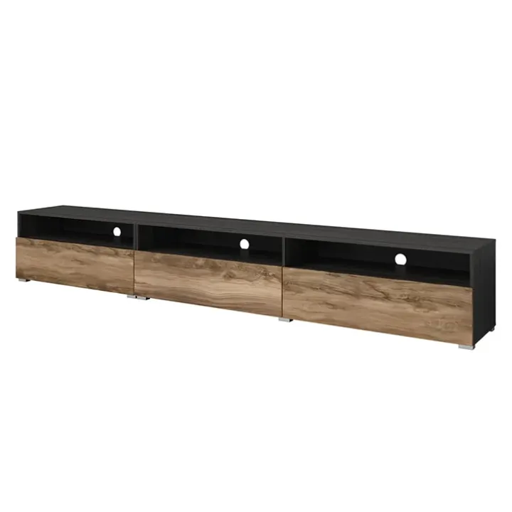 Mobile porta TV 270x42h cm moderno noce antico nero frassinato Emotion Gihome®
