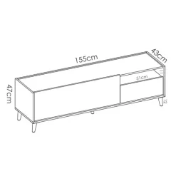 Mobile porta TV 155x47h cm moderno rovere grigio bianco petrolio Dominic