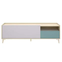 Mobile porta TV 155x47h cm moderno rovere grigio bianco petrolio Dominic