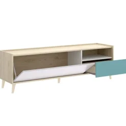 Mobile porta TV 155x47h cm moderno rovere grigio bianco petrolio Dominic
