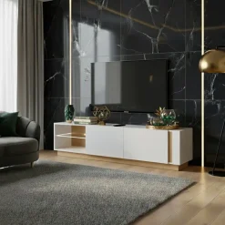 Mobile porta TV 187x46h cm moderno soggiorno bianco rovere Noa Gihome®