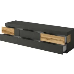 Mobile porta TV 206x54h cm moderno soggiorno antracite rovere Bahama