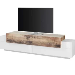 Mobile porta TV 200x52h cm moderno soggiorno bianco pero Milos Gihome®