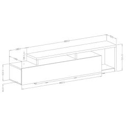 Mobile porta TV 219x52h cm moderno soggiorno nero opaco Megan Gihome®
