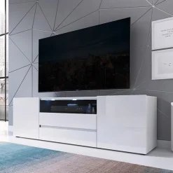 Mobile porta TV 137x43h cm moderno soggiorno bianco Rice