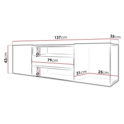 Mobile porta TV 137x43h cm moderno soggiorno bianco Rice