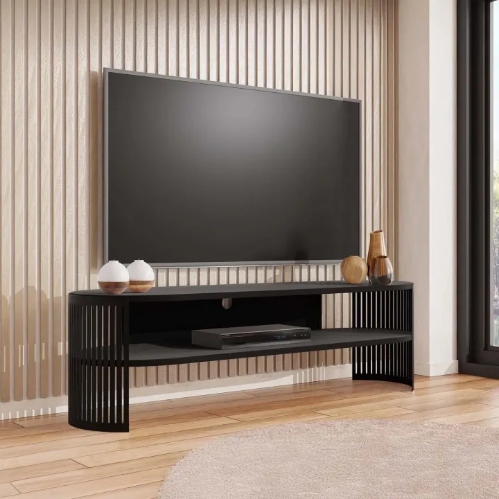Mobile porta tv 140x40h cm ovale nero Elisera