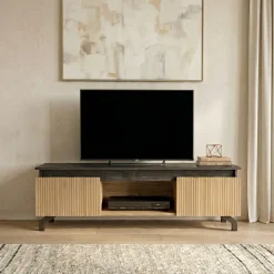 Mobile porta TV 130x44h cm reversibile rovere nero frassinato Norcia