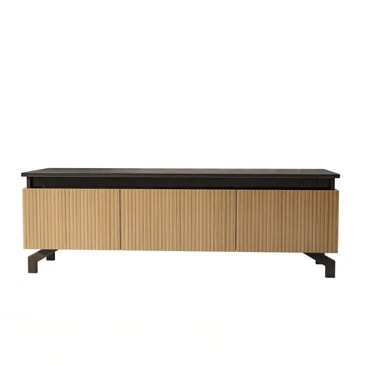 Mobile porta TV 130x44h cm reversibile rovere nero frassinato Norcia