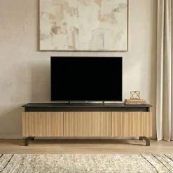 Mobile porta TV 130x44h cm reversibile rovere nero frassinato Norcia