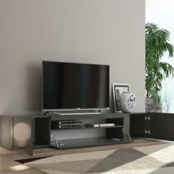 Mobile porta TV 200x37h cm soggiorno antracite Light Big Gihome®