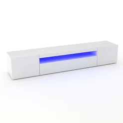 Mobile porta TV 200x37h cm soggiorno bianco laccato lucido Light Big Gihome®