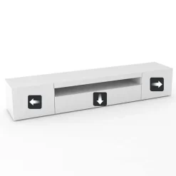 Mobile porta TV 200x37h cm soggiorno bianco laccato lucido Light Big Gihome®