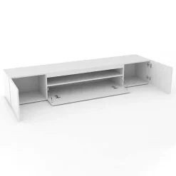 Mobile porta TV 200x37h cm soggiorno bianco laccato lucido Light Big Gihome®