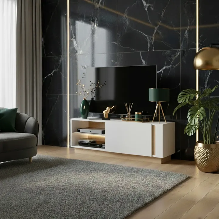 Mobile porta TV 138x46h cm soggiorno bianco rovere Noa Gihome®