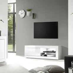 Mobile porta TV 140x56h cm soggiorno bianco lucido Eternity