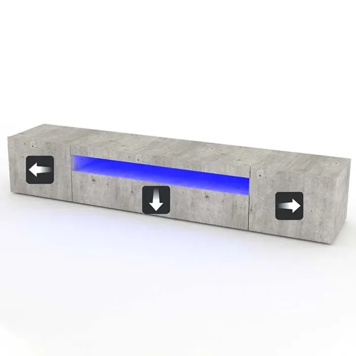 Mobile porta TV 200x37h cm soggiorno cemento Light Big Gihome®