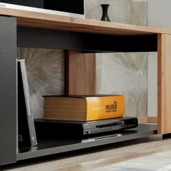 Mobile porta TV 150x39h cm soggiorno nero opaco rovere Caravaggio