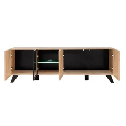 Mobile porta TV 160x52h cm soggiorno noce con stampa nera Mendes