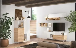 Mobile porta TV 181x67h cm soggiorno bianco lucido rovere chiaro Witty