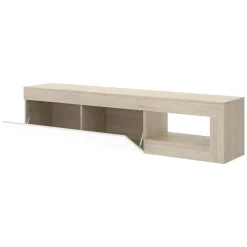 Mobile porta TV 204x48h cm soggiorno rovere bianco lucido Manfred