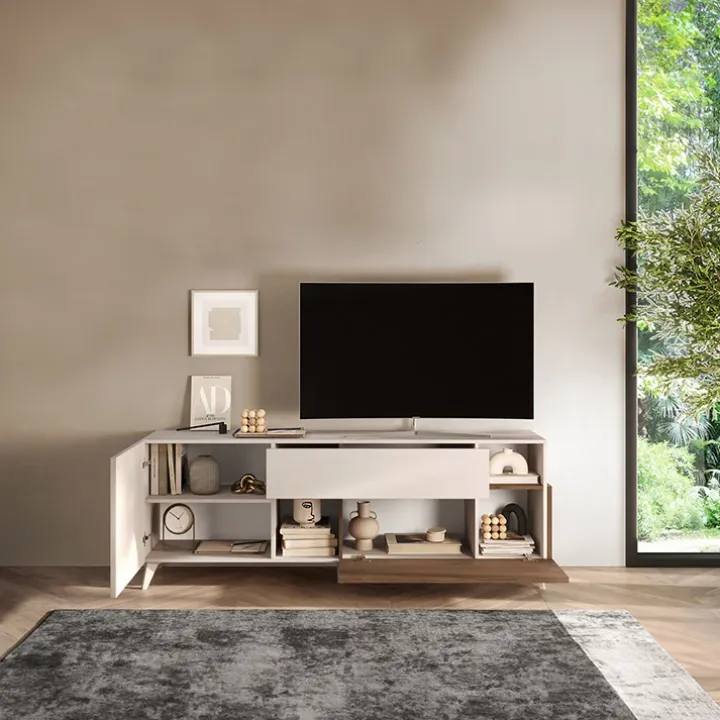 Mobile porta TV 181x67h cm soggiorno beige rovere scuro Witty