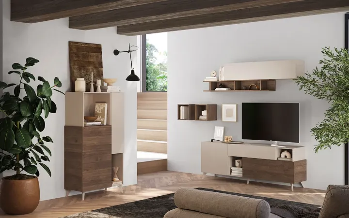 Mobile porta TV 181x67h cm soggiorno beige rovere scuro Witty