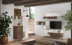 Mobile porta TV 181x67h cm soggiorno bianco lucido rovere scuro Witty